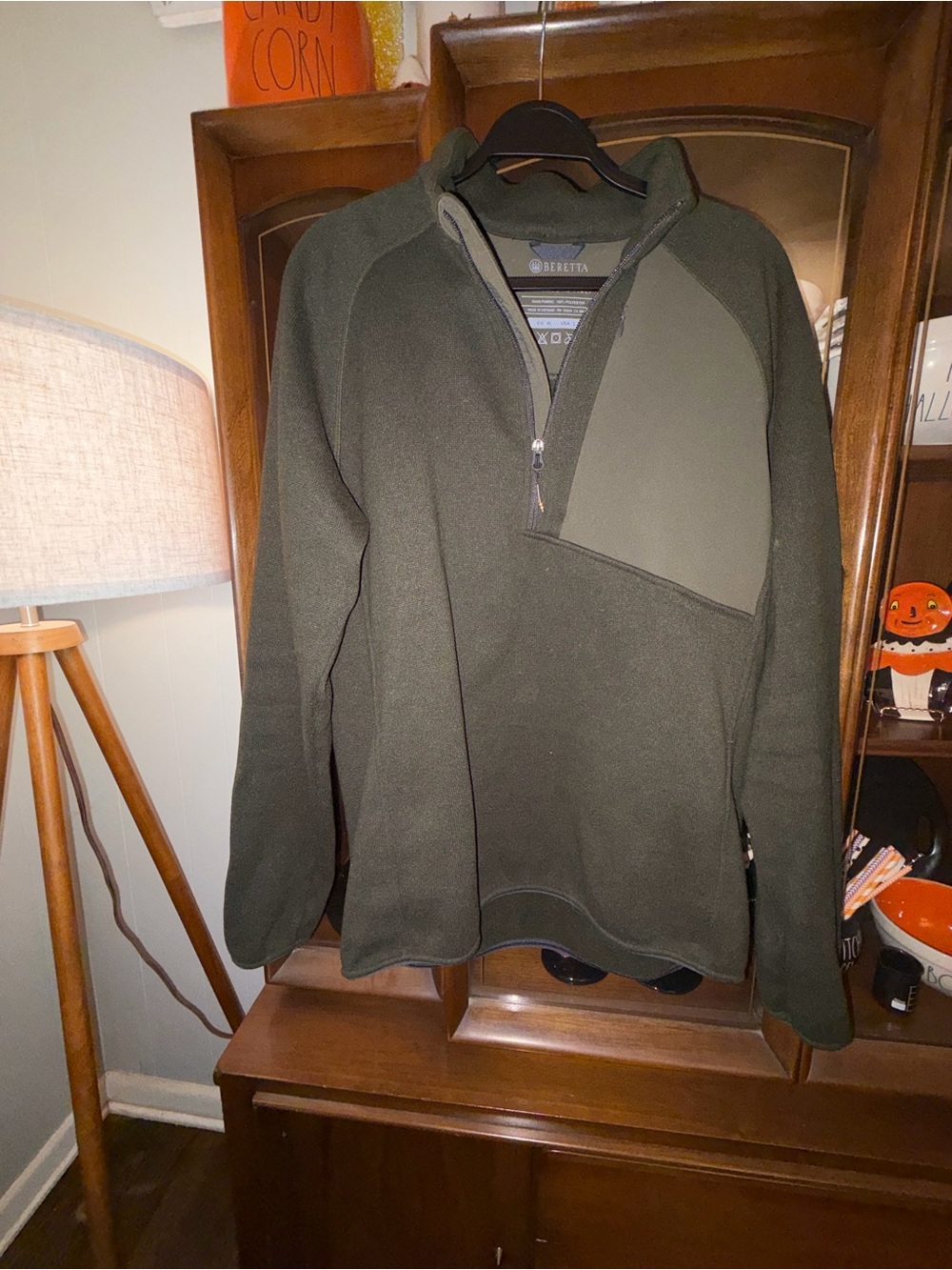 Beretta Men's Olive Quarter-Zip Fleece Pullover